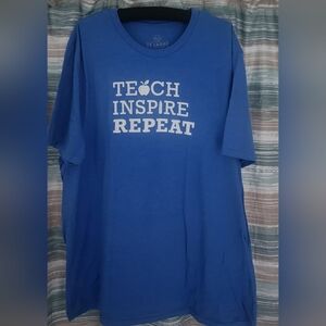 Ivy + Cloth Teacher Teach Inspire Repeat Blue Heathered T Shirt Tee 3XL XXXL New